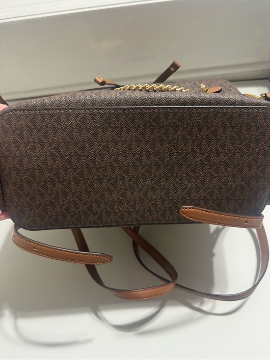 Brown Jet Set Backpack MICHAEL Michael Kors Jet Set White/Brown Signature Coated Canvas And  Leather Backpack MICHAEL Michael Kors TLC